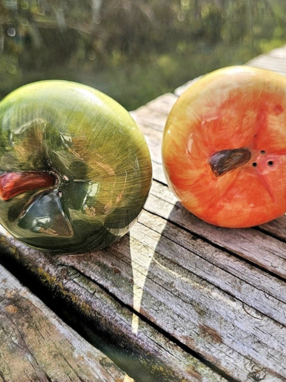 Ceramic Apple Salt And Pepper Shakers in Green & Orange